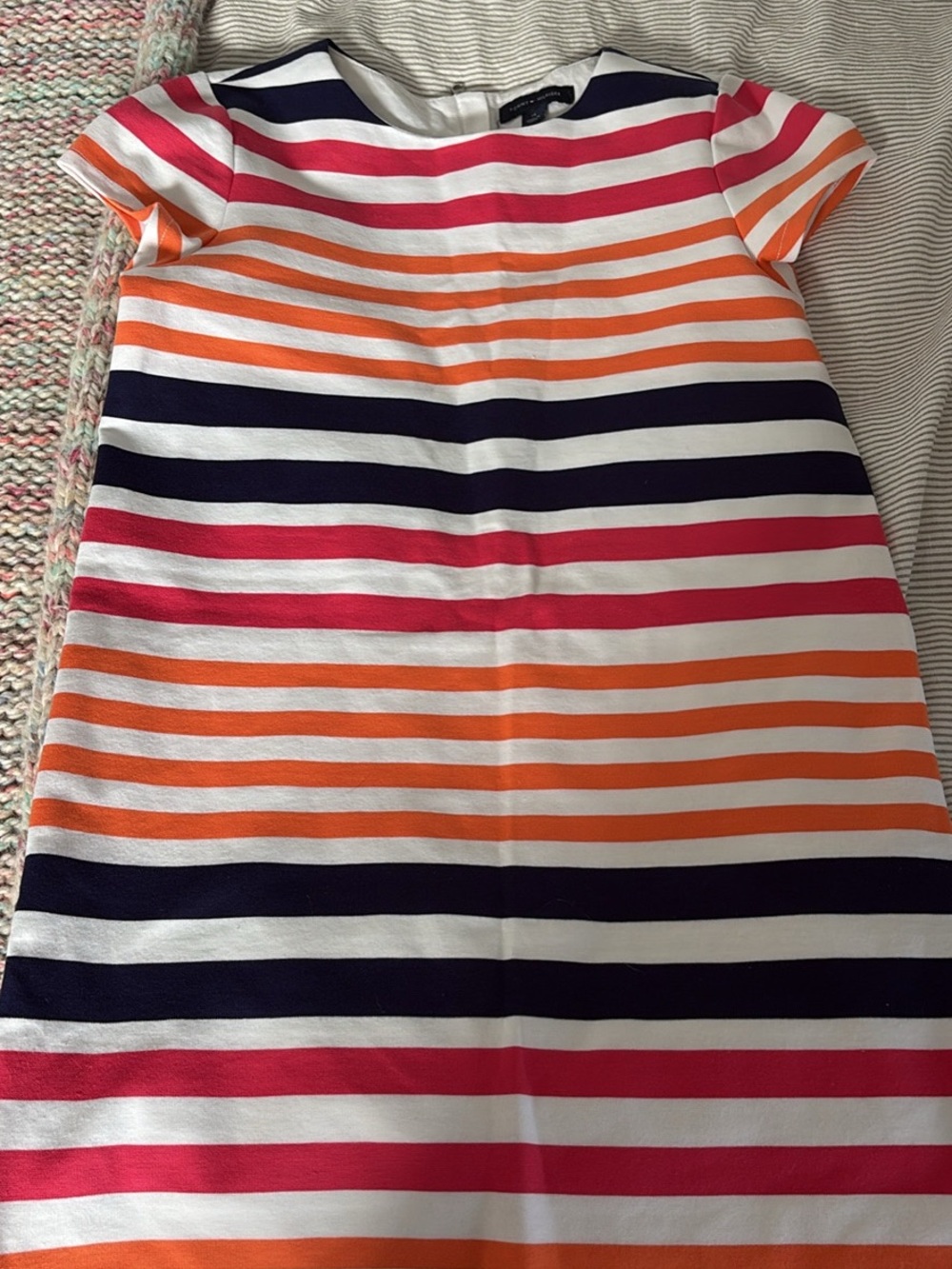Tommy Hilfiger Girls' Navy, Pink & Orange Striped Dress